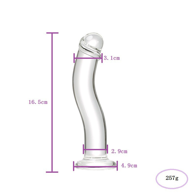16 CM Gebogen Glatt Klar Glass Dildo mit Vorhaut