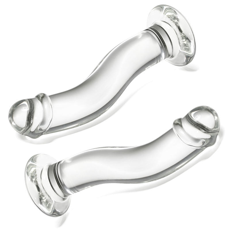 16 CM Gebogen Glatt Klar Glass Dildo mit Vorhaut