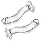 16 CM Gebogen Glatt Klar Glass Dildo mit Vorhaut