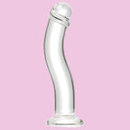 16 CM Gebogen Glatt Klar Glass Dildo mit Vorhaut