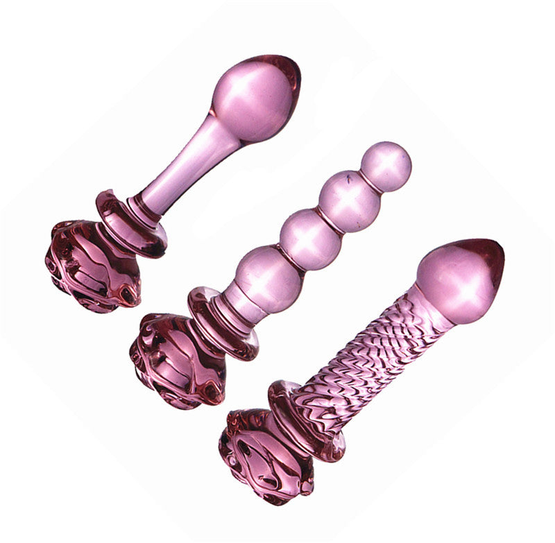 Rosa Rose Buttplug Glatt Glasdildo