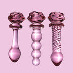 Rosa Rose Buttplug Glatt Glasdildo