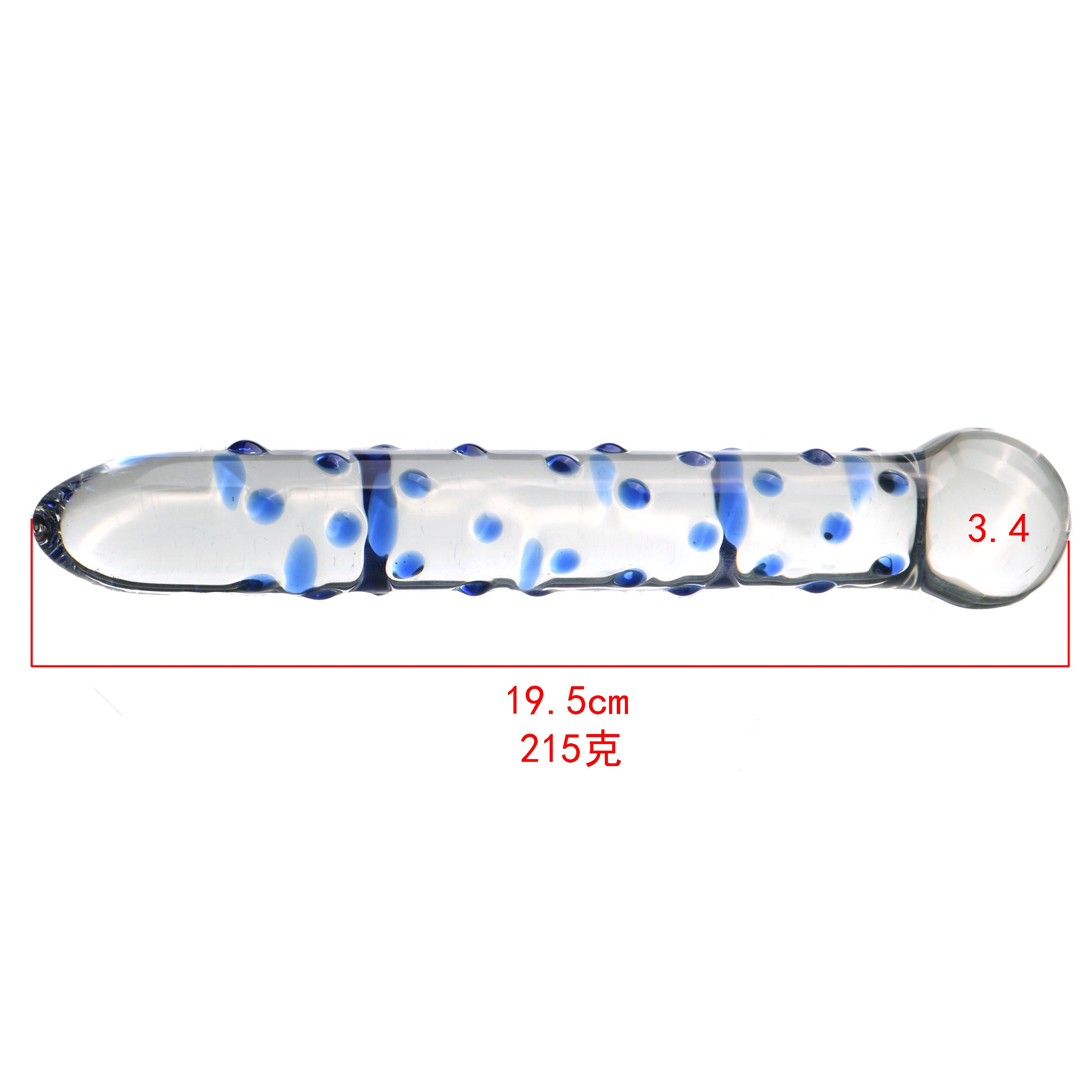 19 CM Blau Noppen Stäbchenförmig Glasdildo