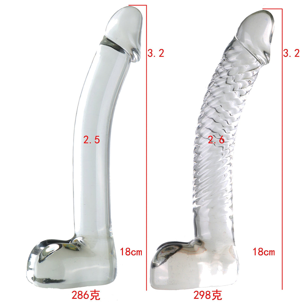 18 CM Gebogen Penis Klar Glasdildo