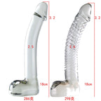 18 CM Gebogen Penis Klar Glasdildo