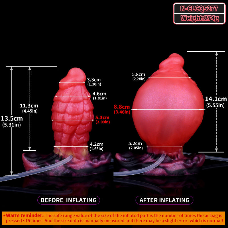 13 CM Rot Squirting Monster Aufblasbar Buttplug