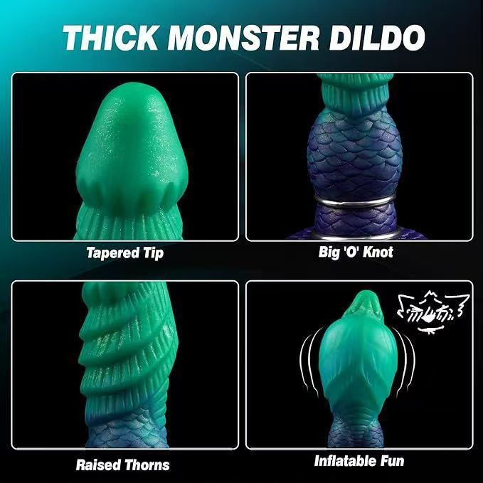19 CM Verlaufendes Grün Knotted Inflatable Dragon Dildo
