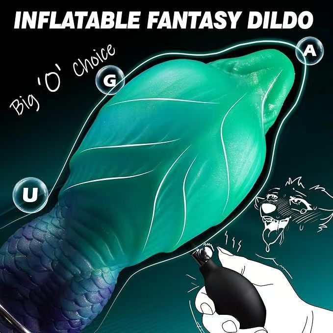 19 CM Verlaufendes Grün Knotted Inflatable Dragon Dildo