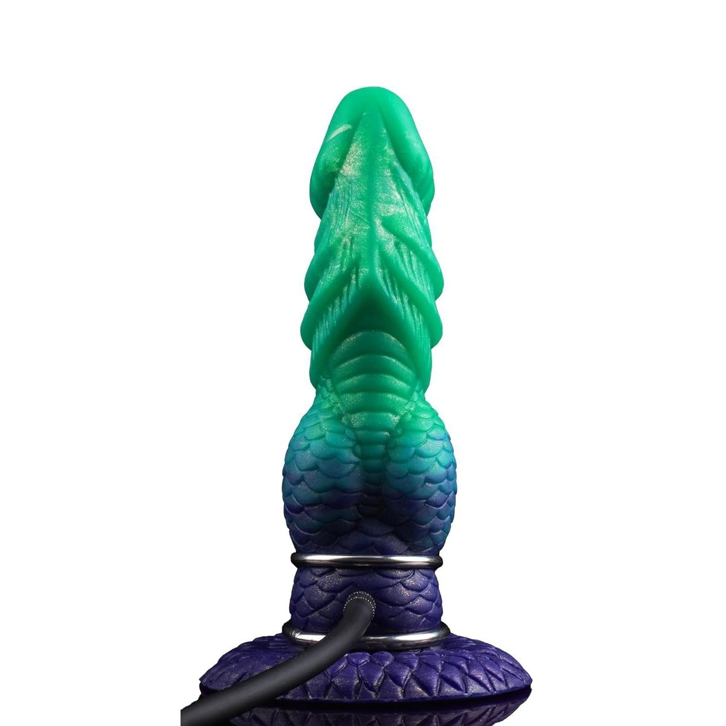 19,2 CM Verlaufendes Grün Knotted Inflatable Dragon Dildo