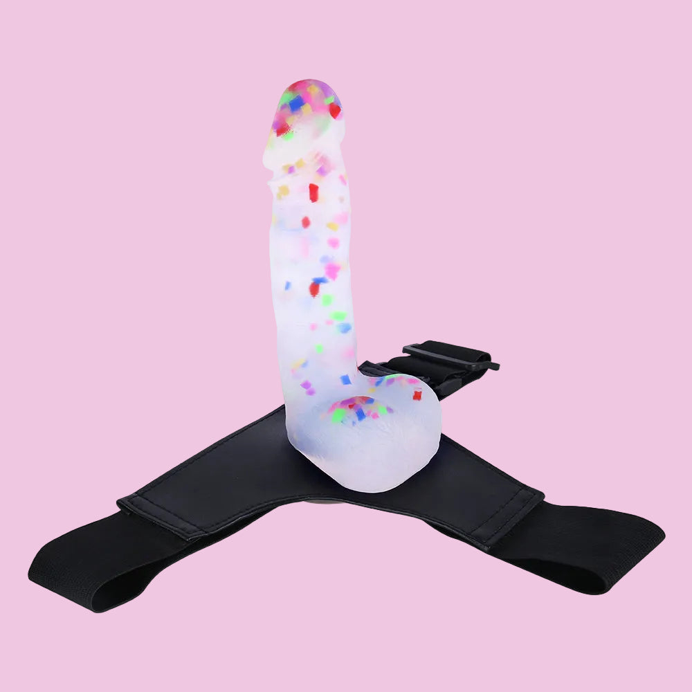 19 CM Konfetti Jelly Strap On Dildo