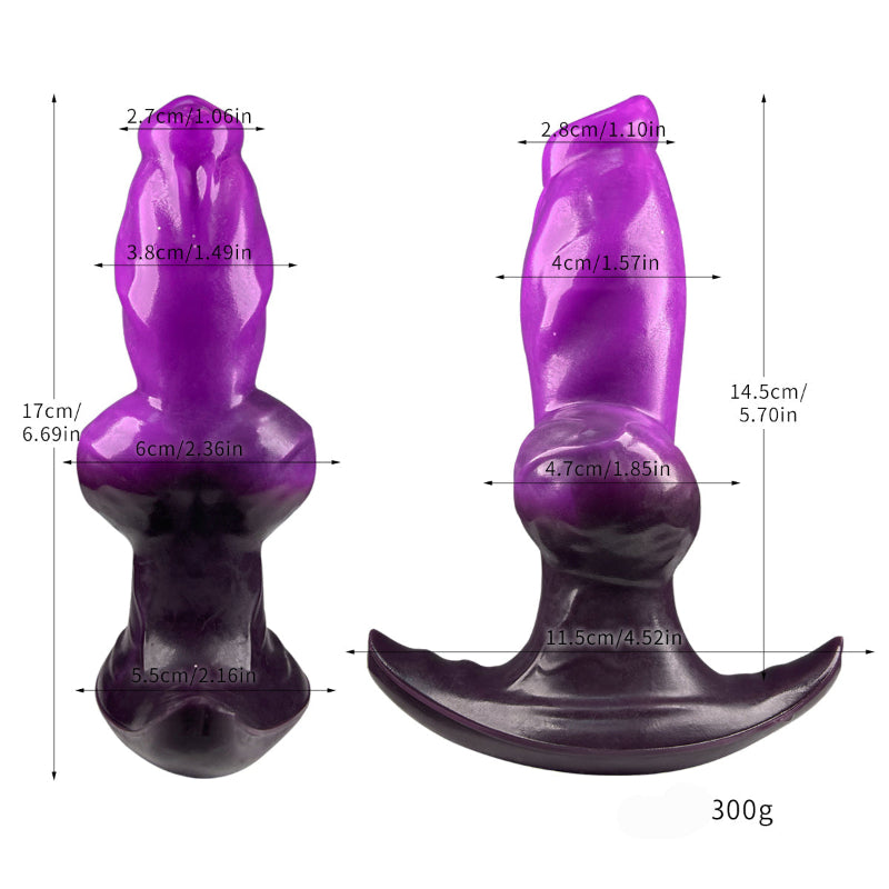 17 CM Lila Black Knotted Dog Aufblasbar Analplug