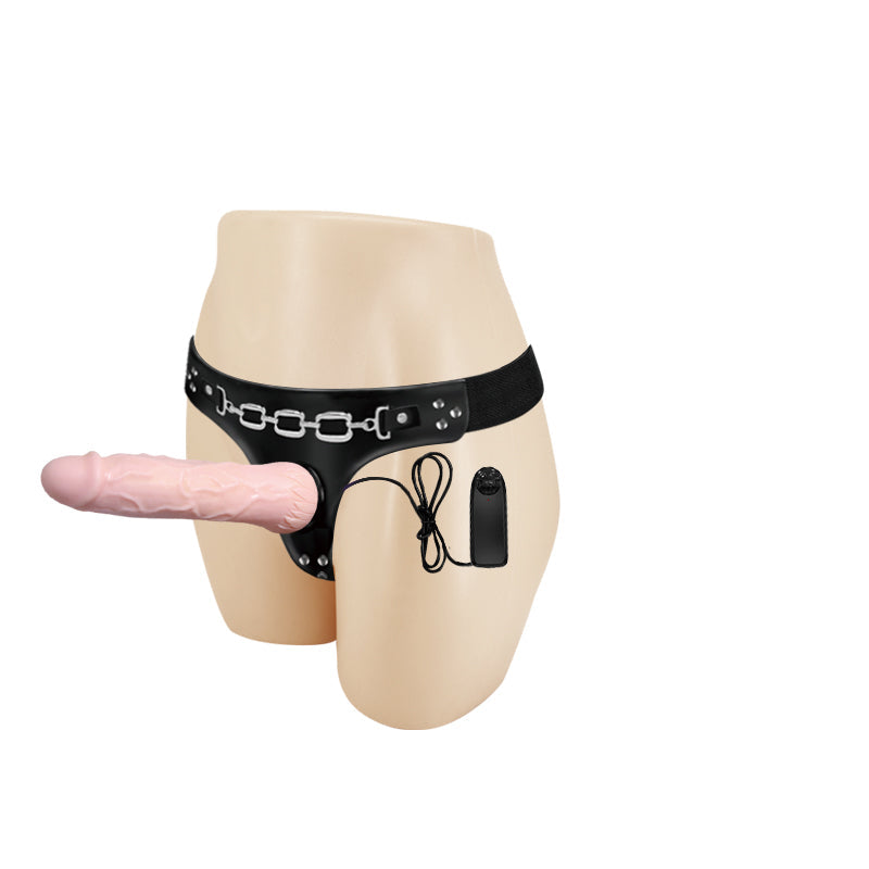 19 CM Pink Realistic Vibrator Penis Strap On