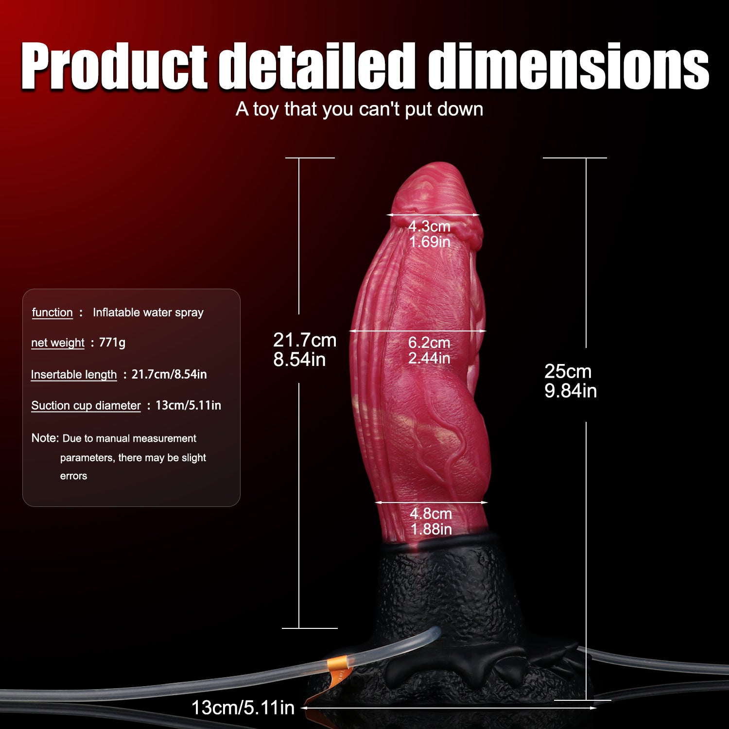 25 CM Rot Squirting Aufblasbarer Dragon Dildo