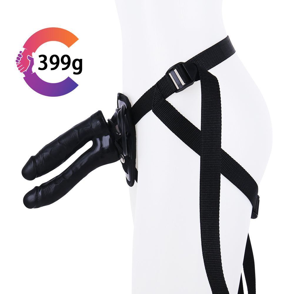 Schwarz Double Ended Strap On Dildo