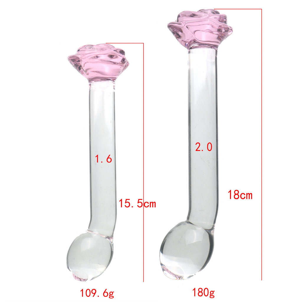 Rose Klar Glatt Masturbator Glass Dildo
