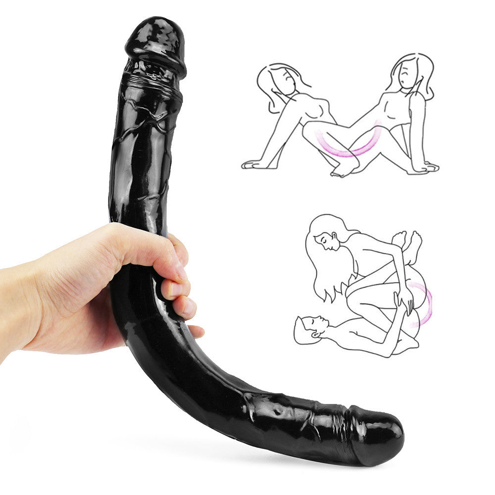 38 CM Realistic Black Lesbian Doppeldildo mit Venen