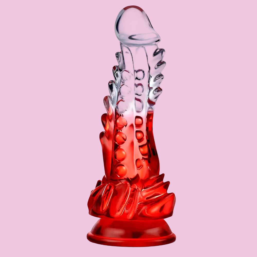 22 CM Rot Klar Soft Stachelig Silicone Dragon Dildo