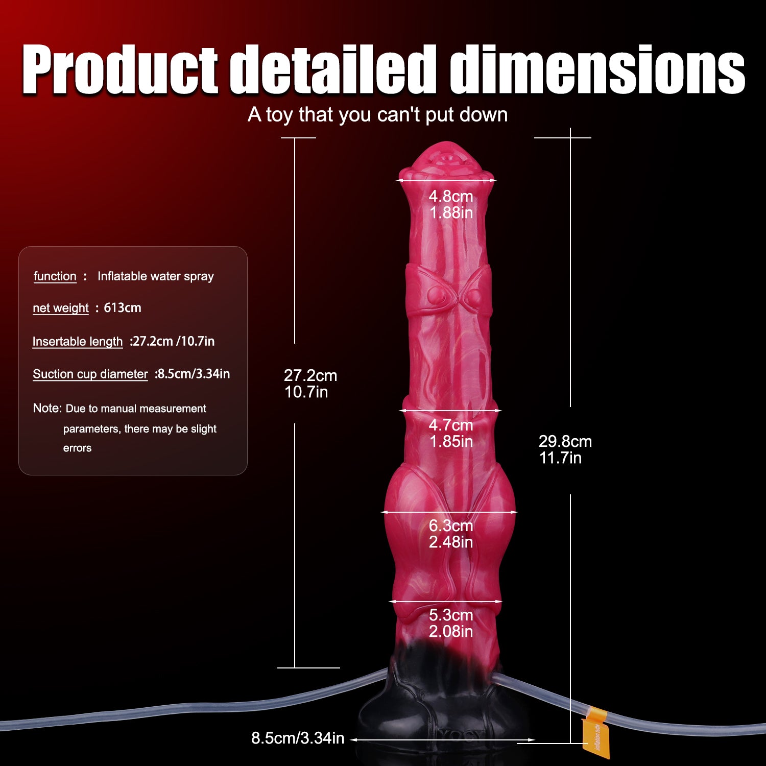 30 CM Squirting Rot Silicon Aufblasbarer Penis Horsedildo