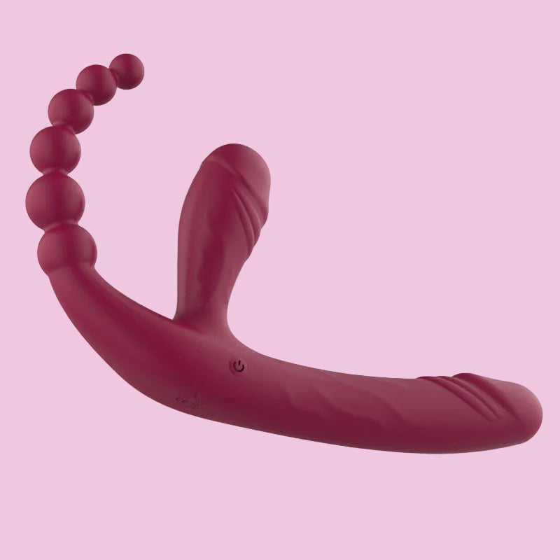 Drei Köpfe Remote Control Vibratir Strapless Dildo