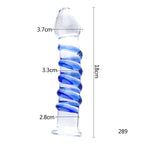Blau Gerippt Glass Dildo Massagestab Analplug