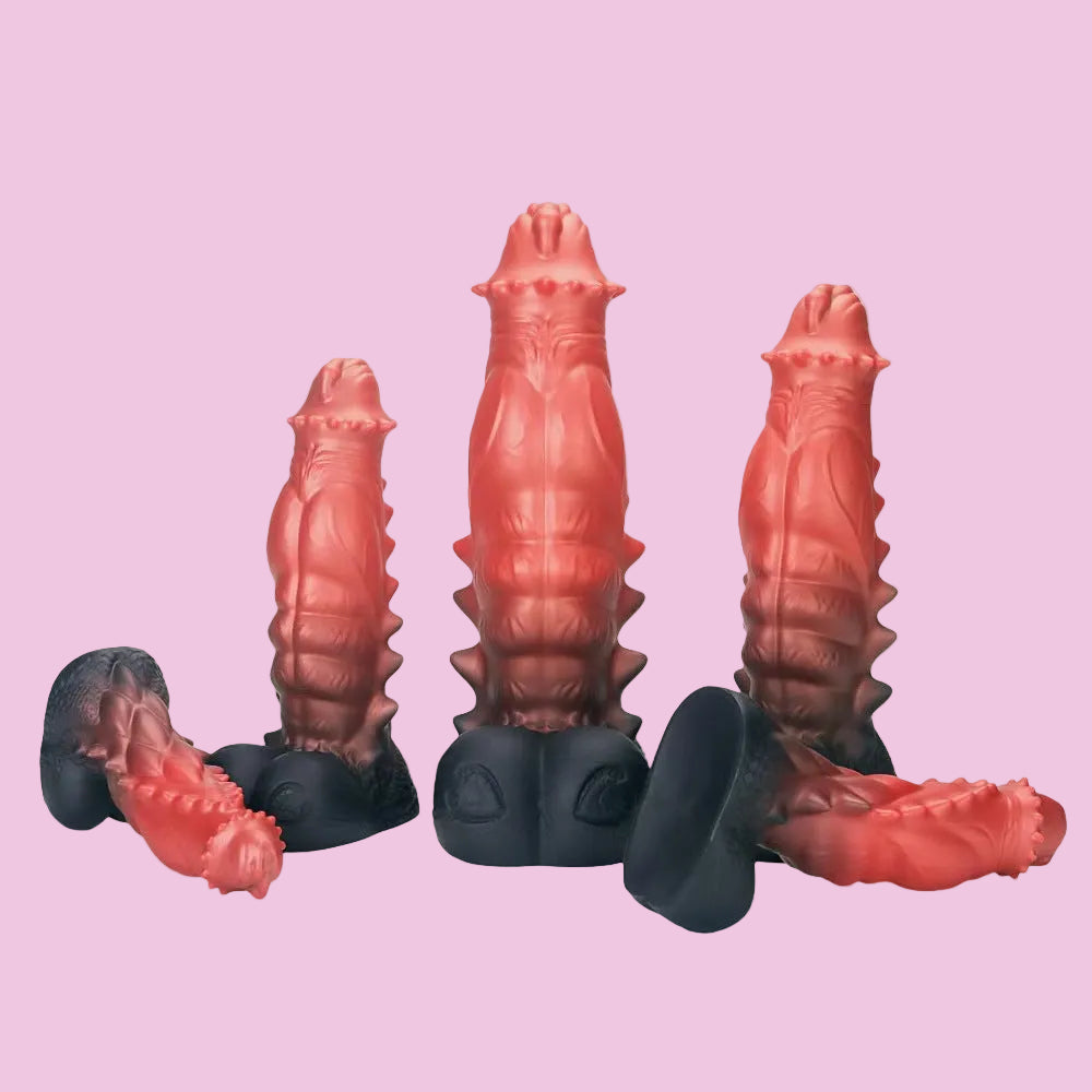 Rot Riesen Weich Spikes Dragon Dildo