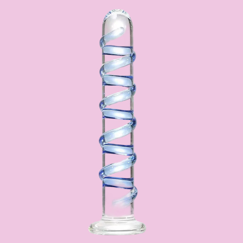 18 CM Blau Gewinde Klein Glasdildo