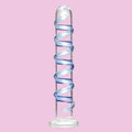 18 CM Blau Gewinde Klein Glasdildo