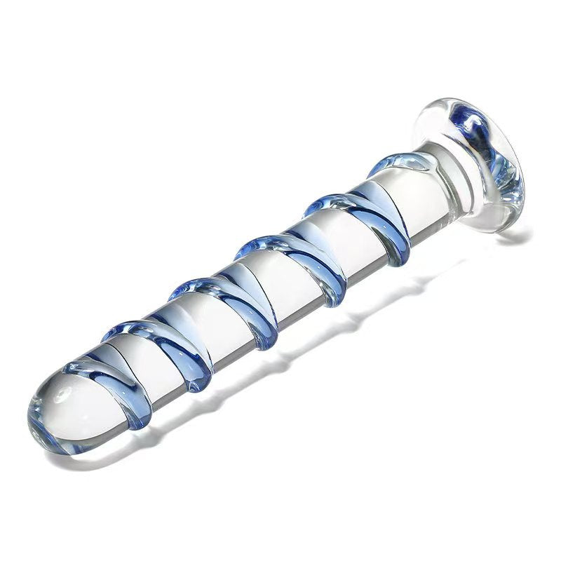 18 CM Blau Gewinde Klein Glasdildo