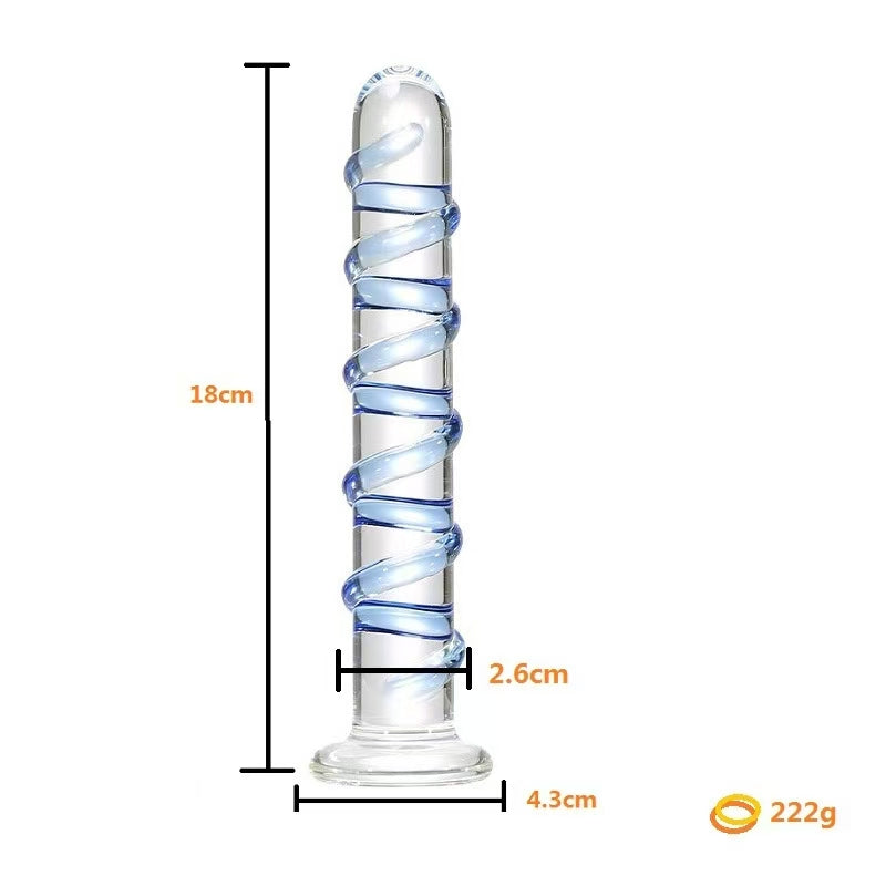 18 CM Blau Gewinde Klein Glasdildo