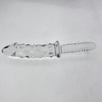 26 CM Klar Penis Noppen Glasdildo mit Griff