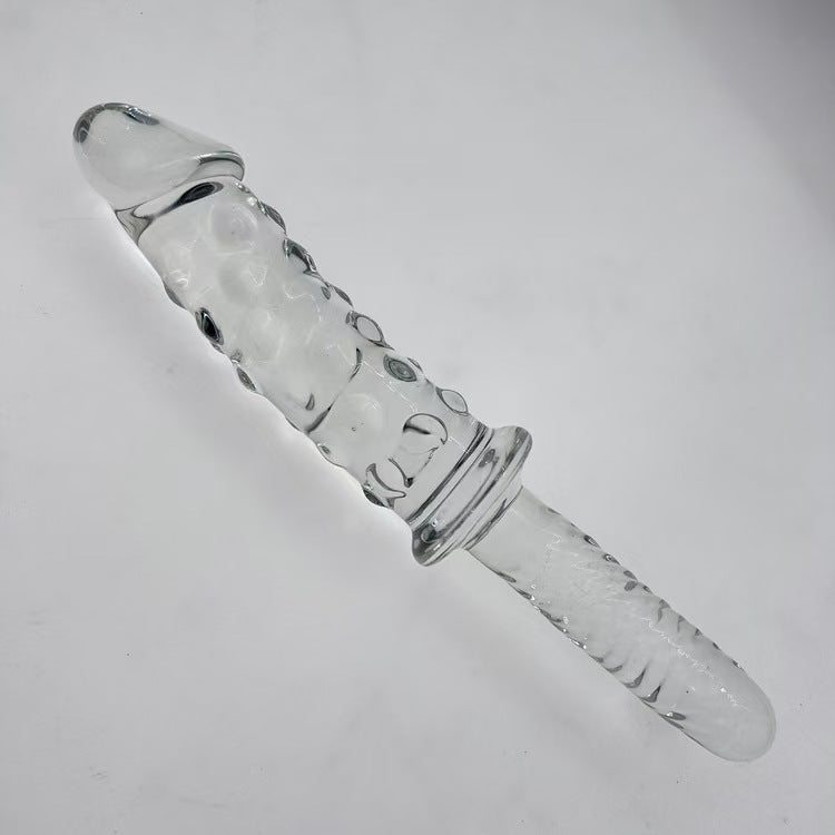 26 CM Klar Penis Noppen Glasdildo mit Griff