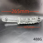 26 CM Klar Penis Noppen Glasdildo mit Griff