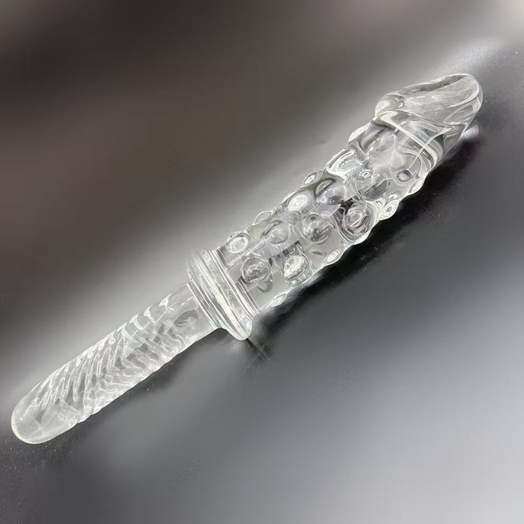 26 CM Klar Penis Noppen Glasdildo mit Griff