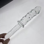 26 CM Klar Penis Noppen Glasdildo mit Griff