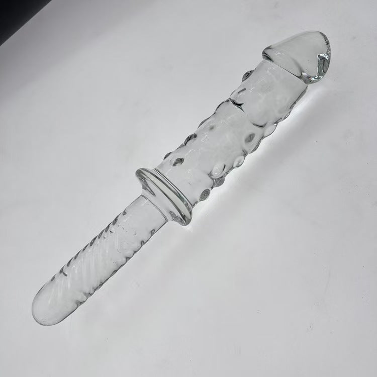 26 CM Klar Penis Noppen Glasdildo mit Griff
