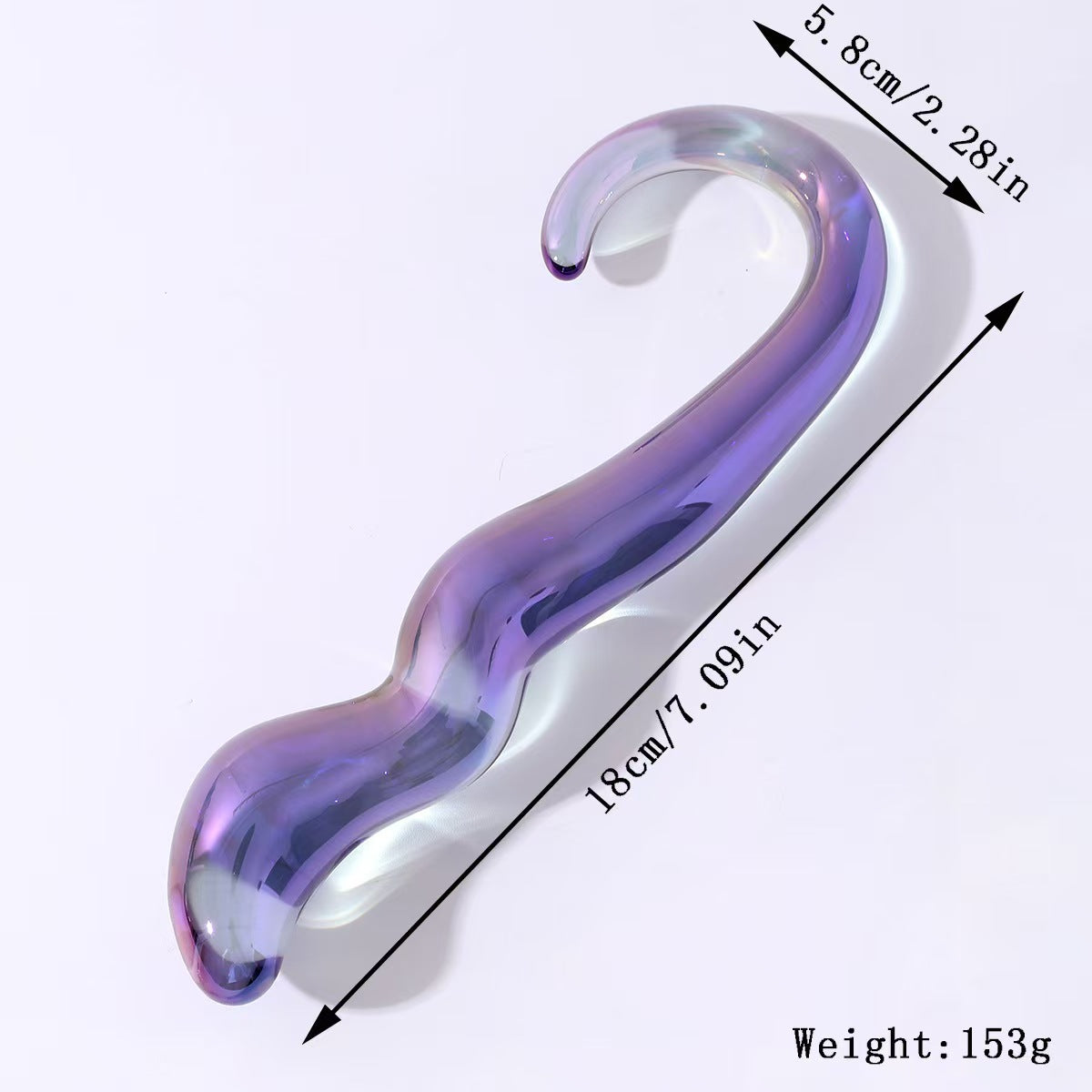 18 CM Lila G Punkt Stimulator Gebogen Glass Dildo