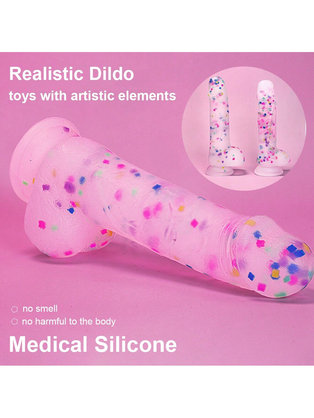 Klar Rosa Pailletten Dildo Strap on