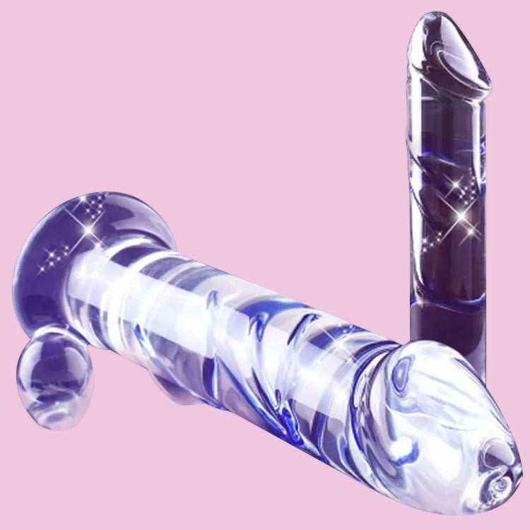 15 CM Klar Blau Streifen Kristall Glass Dildo
