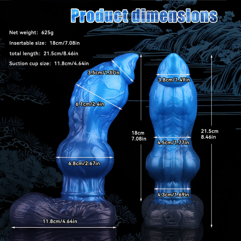 21 CM Blau Dog Knotdildo Dual Density