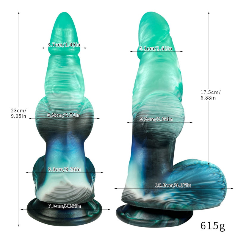 23 CM Verlaufend Grün Knotted Aufblasbar Analplug