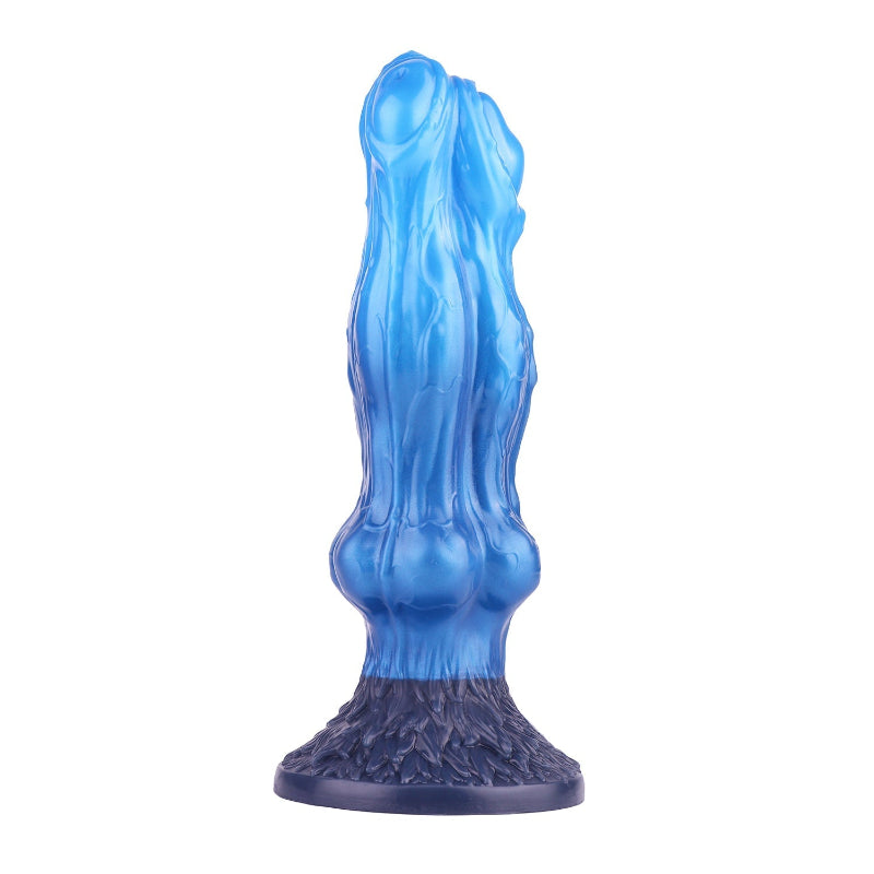 26cm Monster Drei Köpfe Wolf Blau Knotdildo