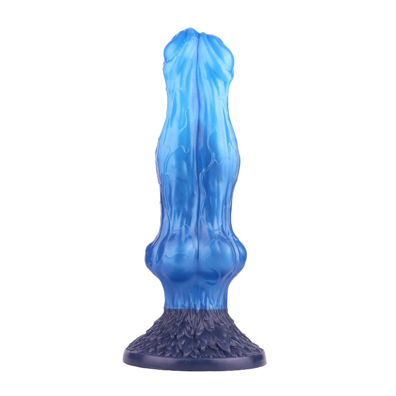26cm Monster Drei Köpfe Wolf Blau Knotdildo