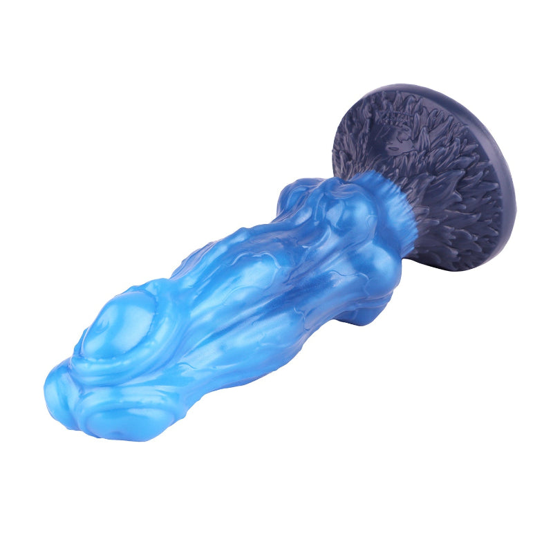 26cm Monster Drei Köpfe Wolf Blau Knotdildo