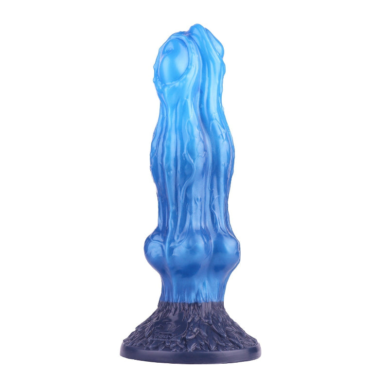 26cm Monster Drei Köpfe Wolf Blau Knotdildo