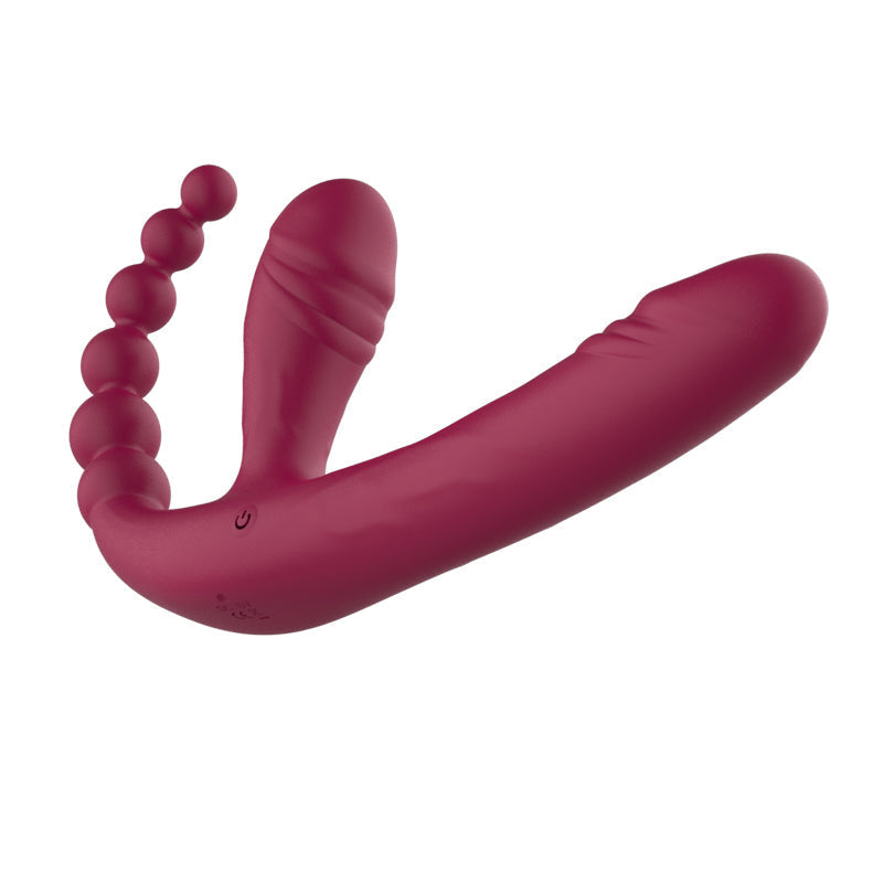 Drei Köpfe Remote Control Vibratir Strapless Dildo
