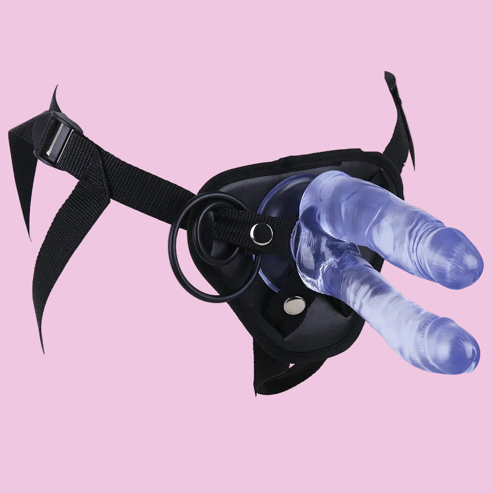 Durchscheinend Blau Doppeldildos Strap On