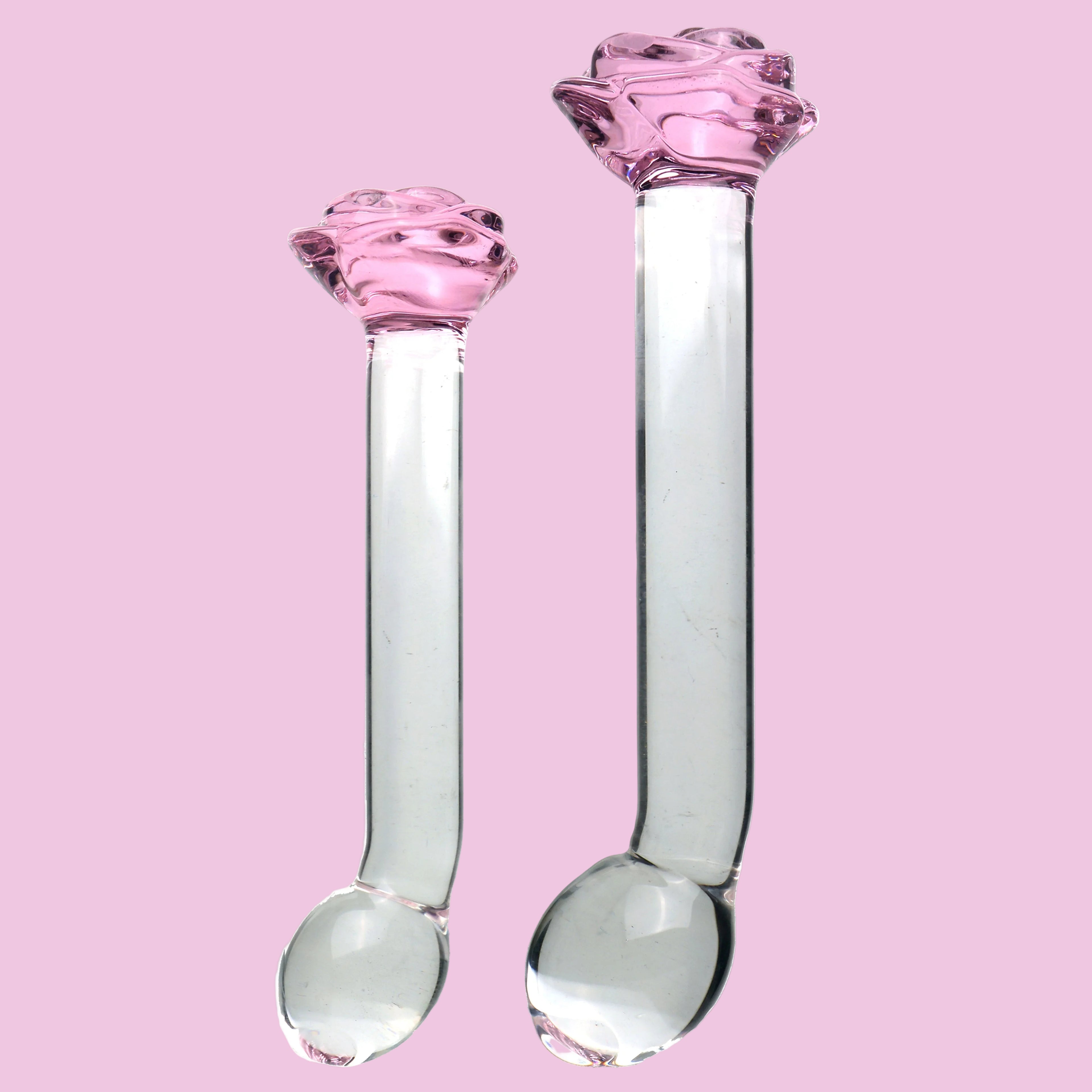 Rose Klar Glatt Masturbator Glass Dildo