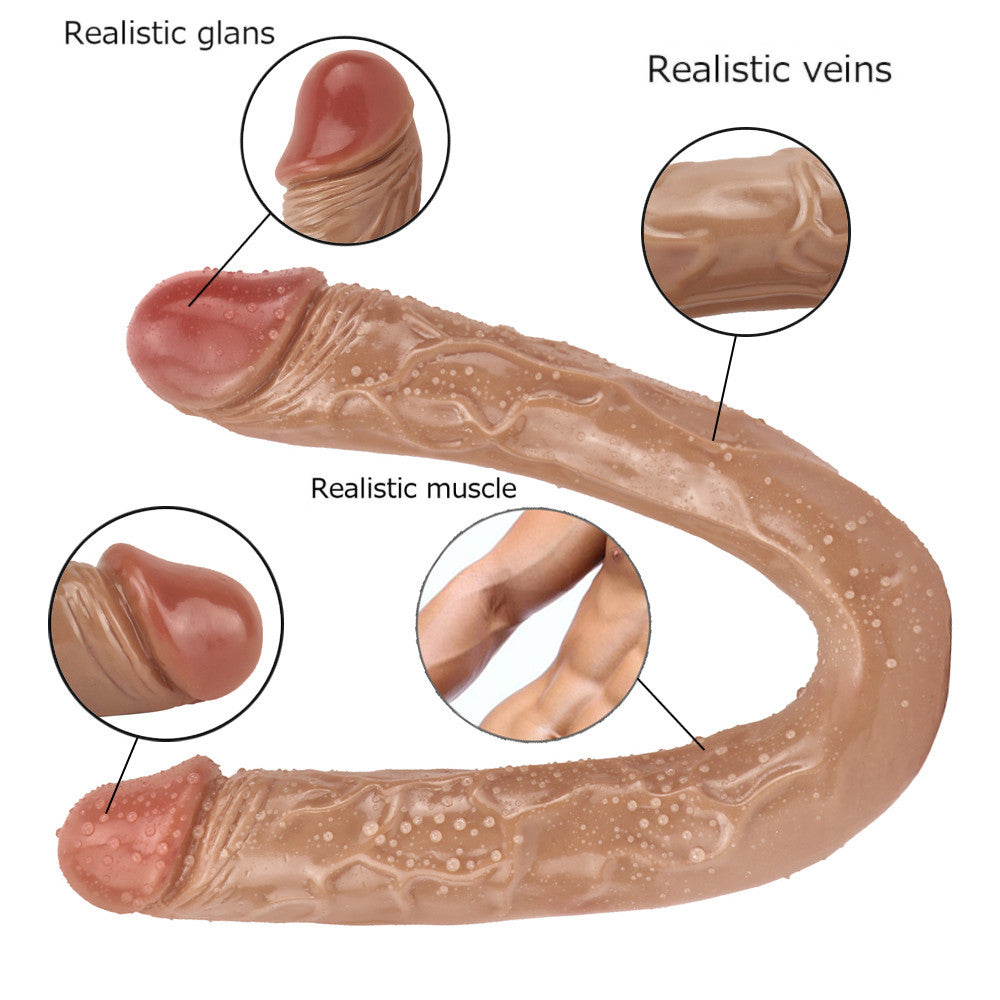 42 CM Braun Realistic Penis Lesbian Doppeldildo