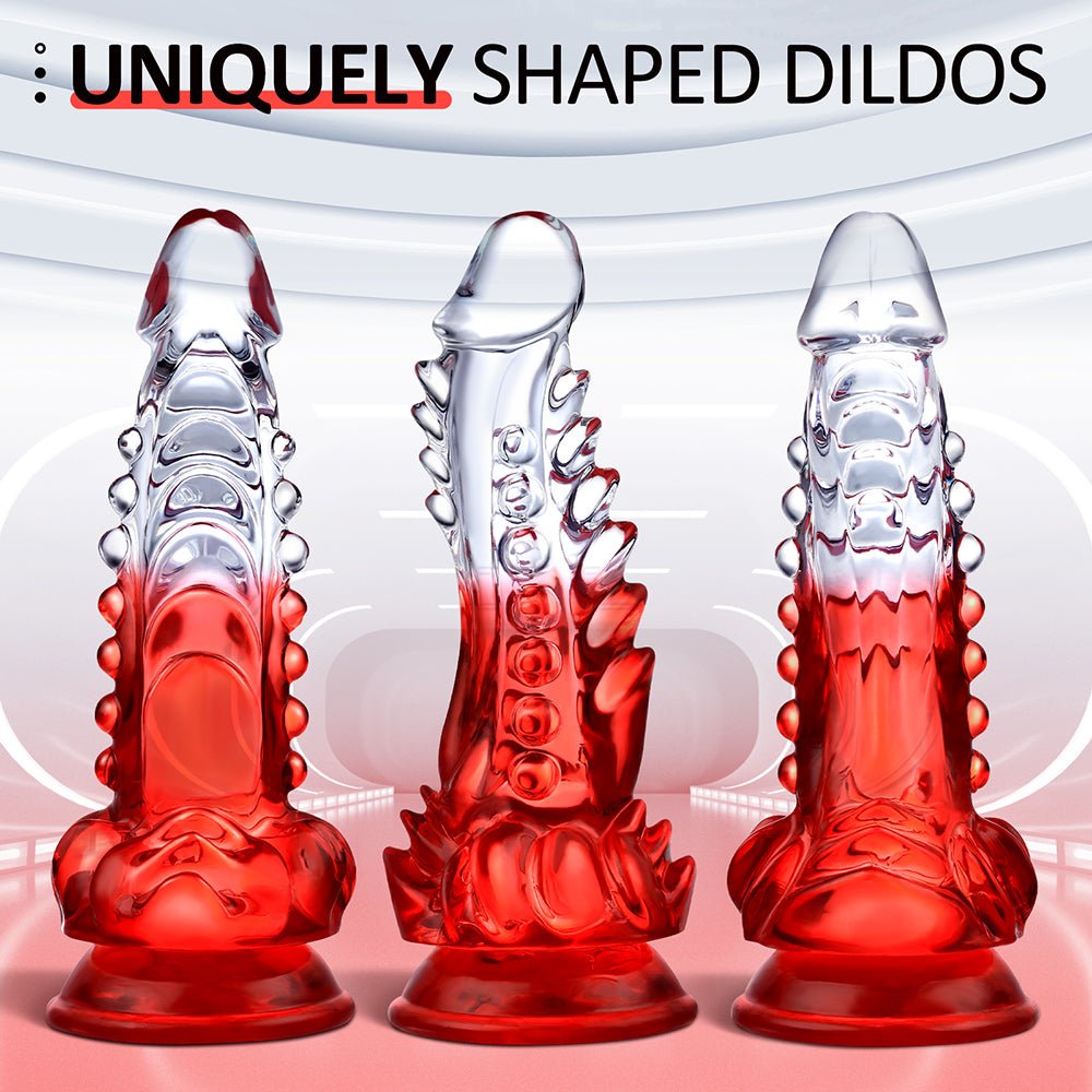 22 CM Rot Klar Soft Stachelig Silicone Dragon Dildo