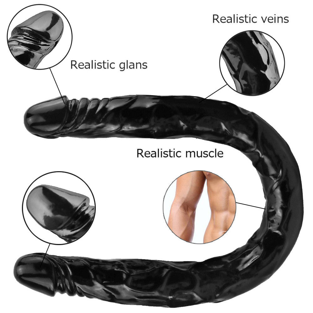 55 CM Extra Long Schwarz Realistic Double Dildo